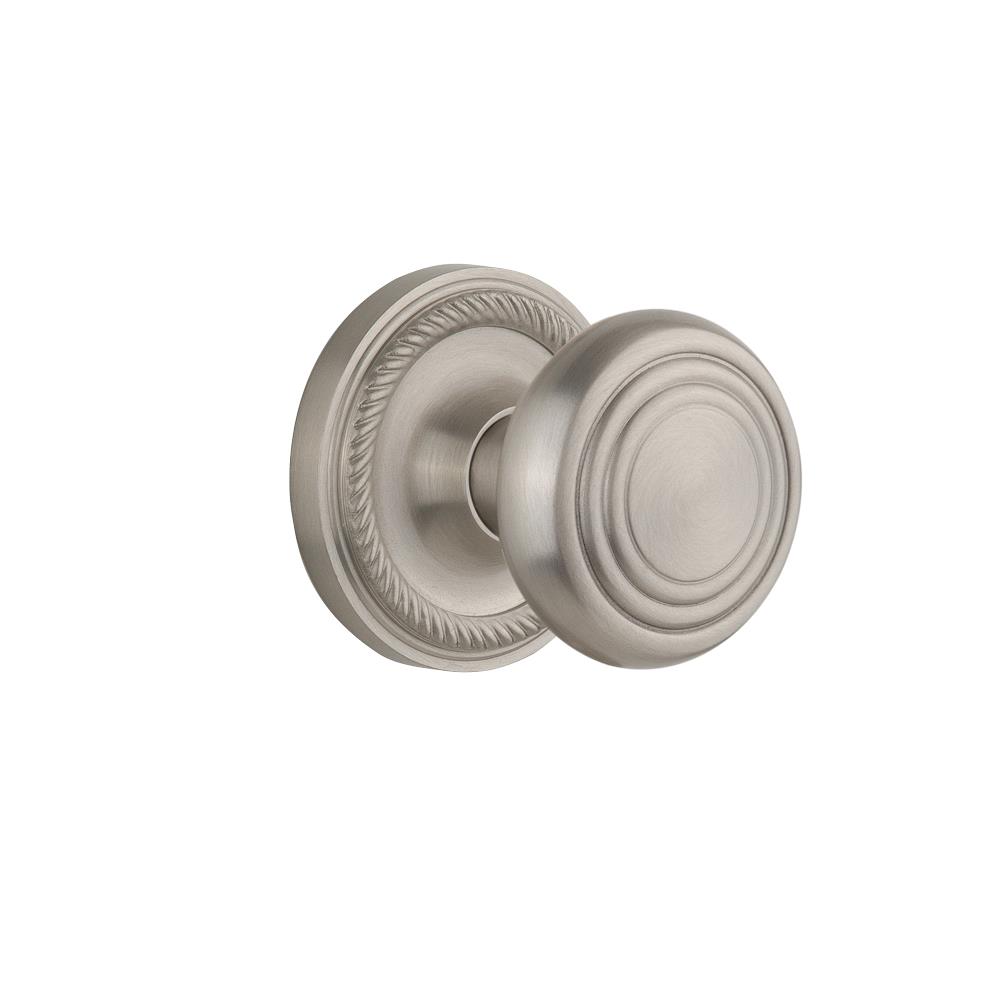 Nostalgic Warehouse ROPDEC Complete Privacy Set Without Keyhole Rope Rosette with Deco Knob in Satin Nickel